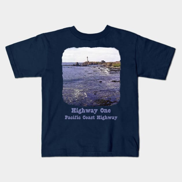 Pacific Coast Highway California, Highway One Kids T-Shirt by jdunster